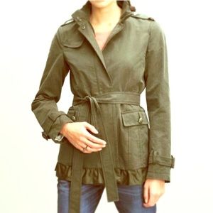 Banana Republic • Olive Ruffle Trench Coat